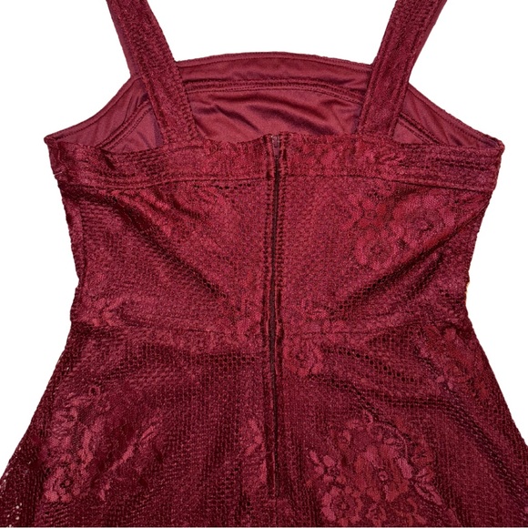 SPEECHLESS Nordstrom Maroon Lace Fit & Flare Mini Dress Juniors M - Picture 3 of 6